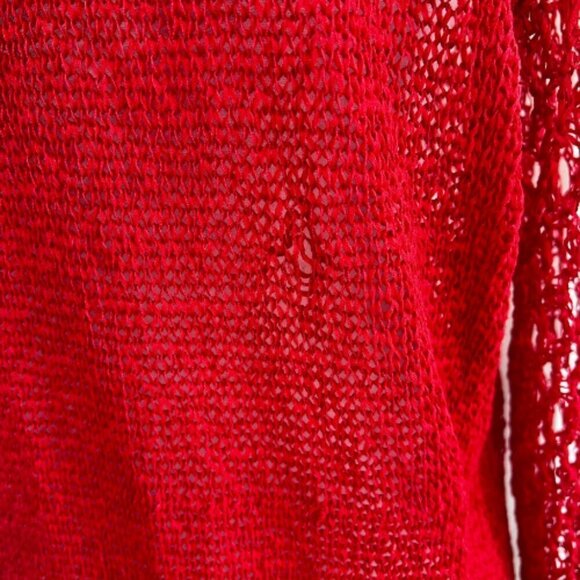 CHRISTIAN SIRIANO RUNWAY Open Knit High Low Red Sweater Size XL - Picture 13 of 15